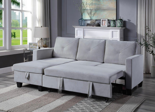 Reversible Nova Light Gray Velvet Sectional 89332LG