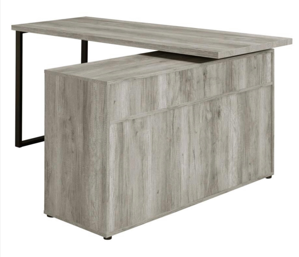 Hertford L-shape Office Desk with Storage Grey Driftwood 804462