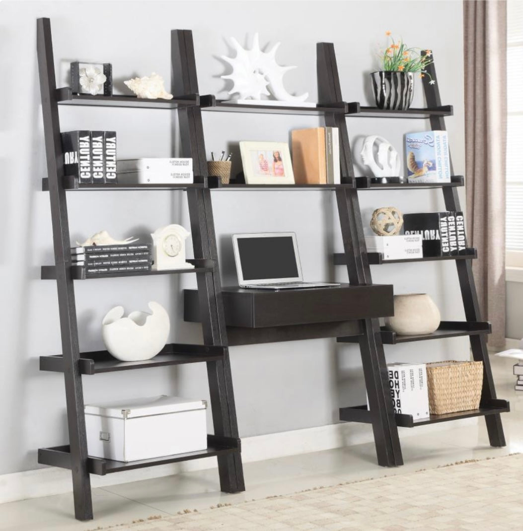 Colella 3-piece 1-drawer Ladder Desk Set Cappuccino 801373-S3