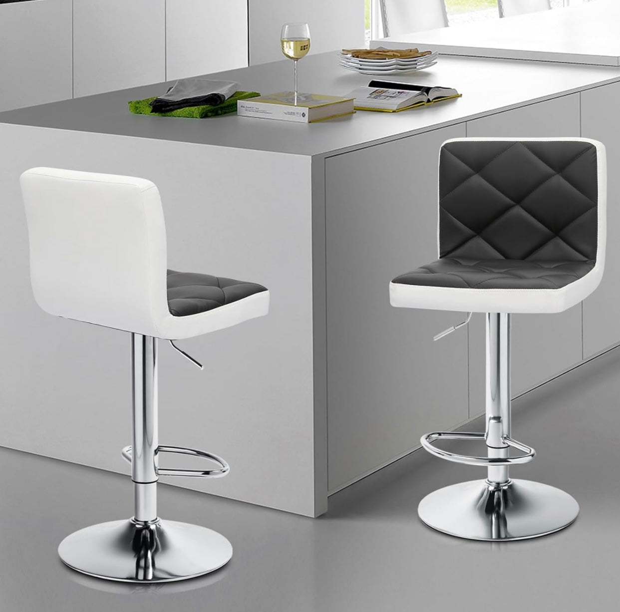 2 Black/White Bar Stools