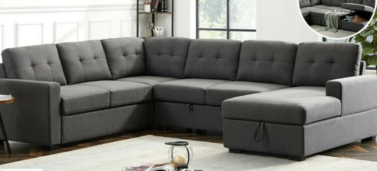 Dark Gray Sleeper Sectional Sofa 89128