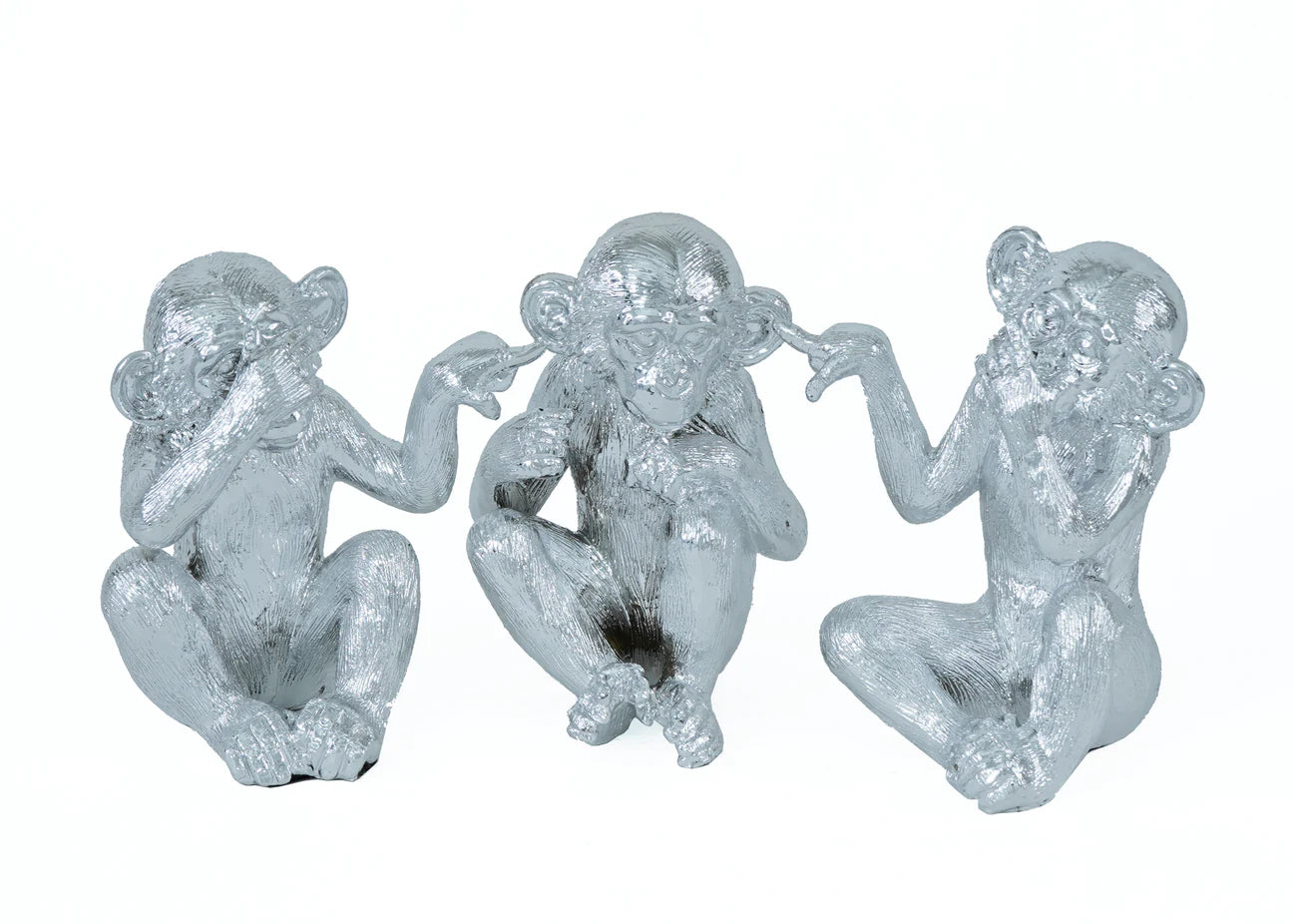 3pc Silver Monkeys Set (See no Evil, Hear no Evil, Speak no Evil)