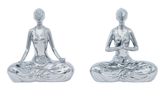 2pc Woman Meditating Ceramic Sculpture SHS1817