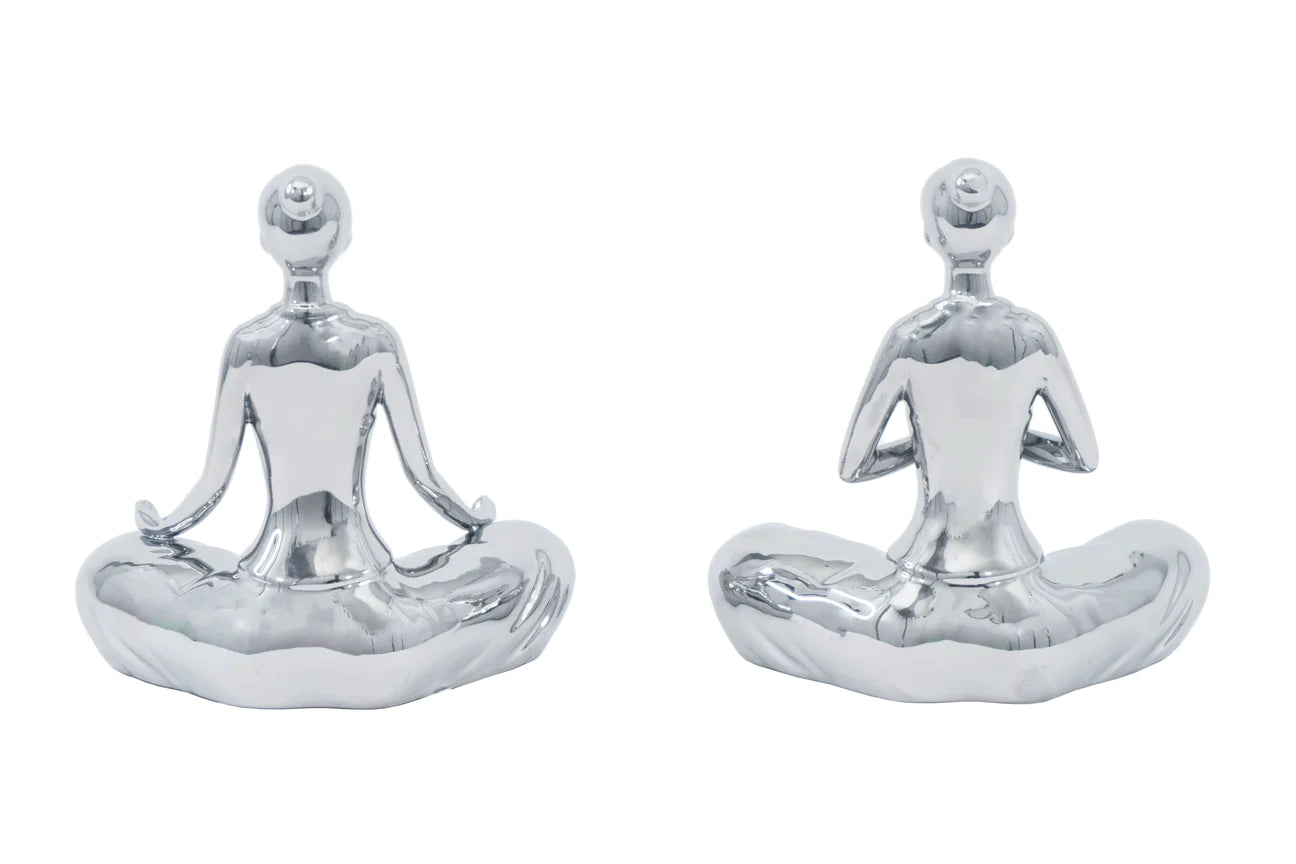 2pc Woman Meditating Ceramic Sculpture SHS1817