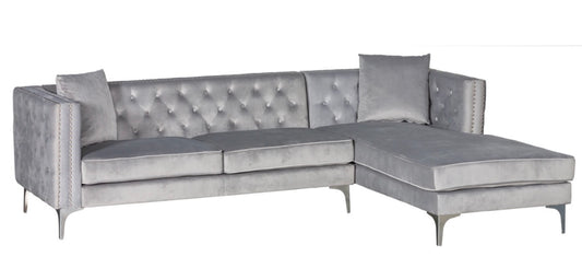 Melissa Sectional Gray Velvet Right