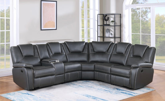 AMOS- GRAY Breathable Air Leather Modular Power Recliner Sectional M8192