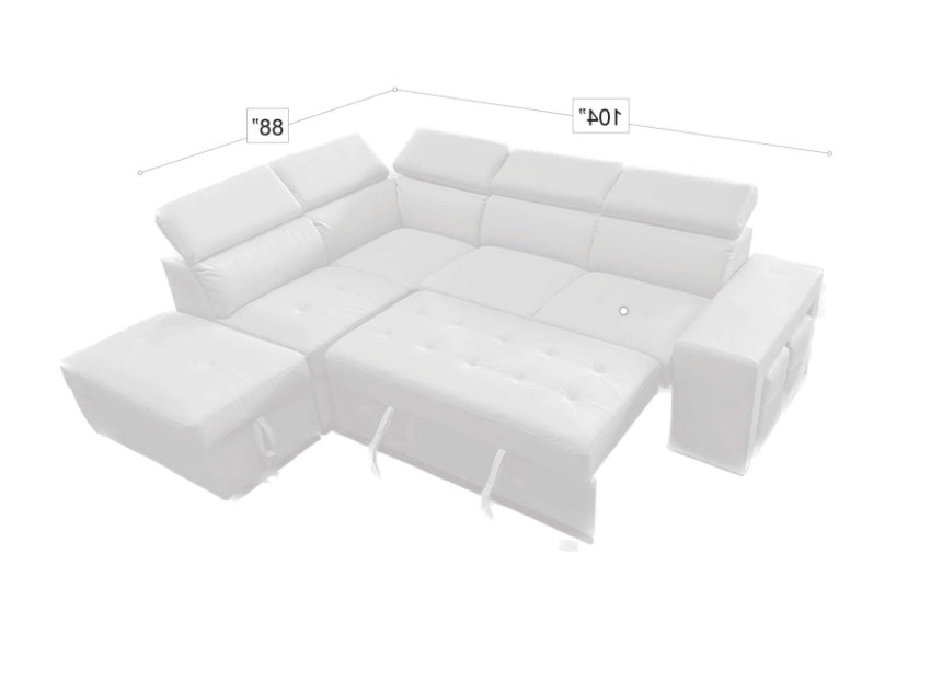 Positano Sectional Sleeper White Echo Leather LEFT