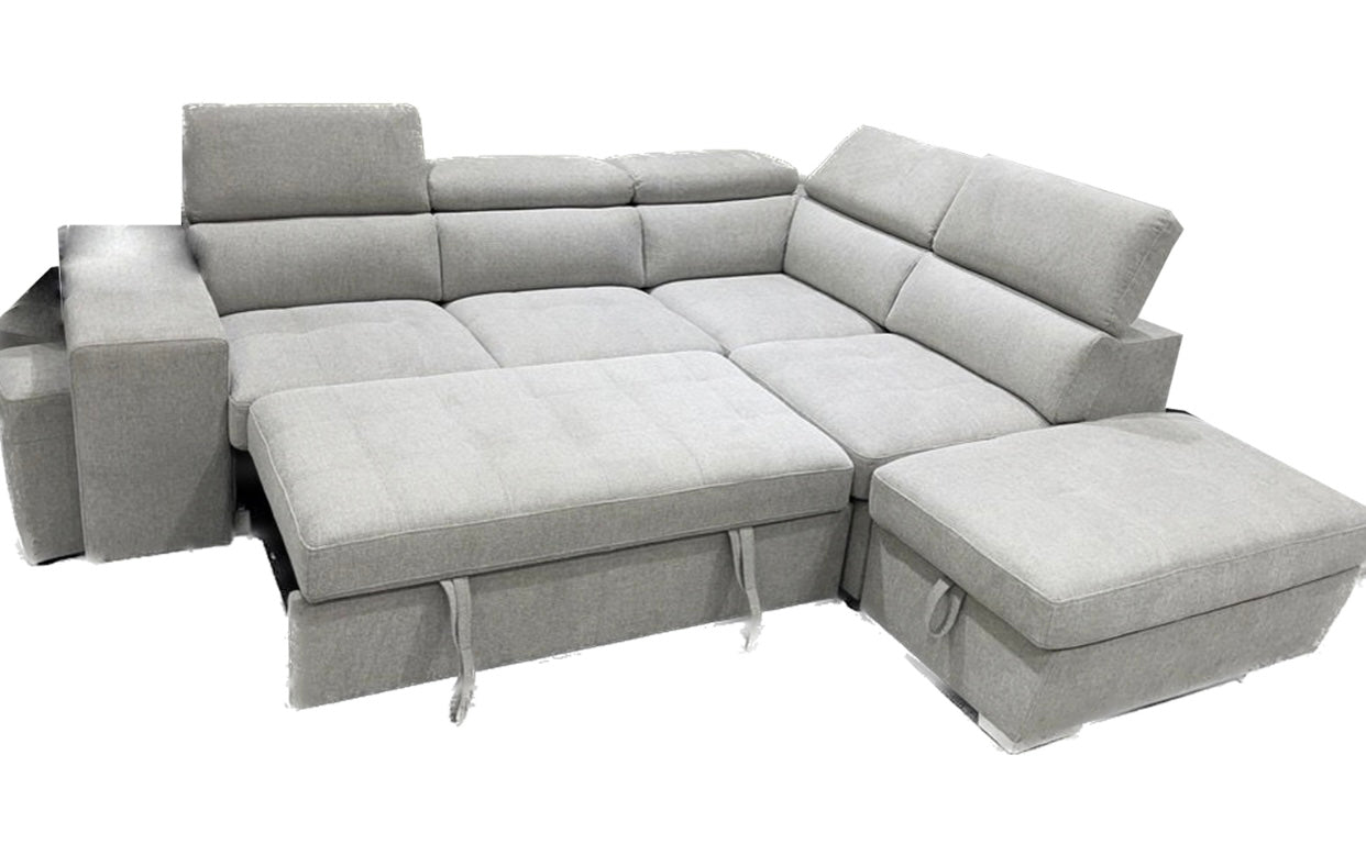 Positano Sectional Sleeper Grey FABRIC RIGHT