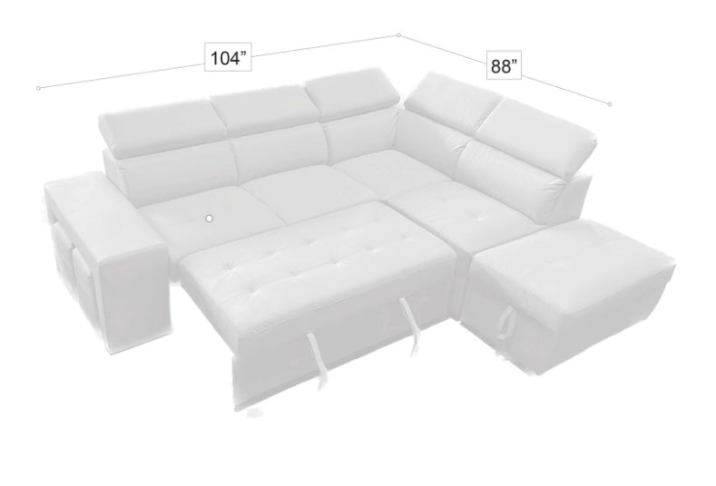 Positano Sectional Sleeper White Echo Leather RIGTH