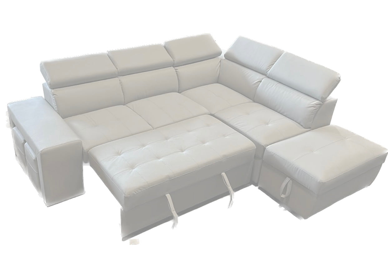 Positano Sectional Sleeper White Echo Leather RIGTH