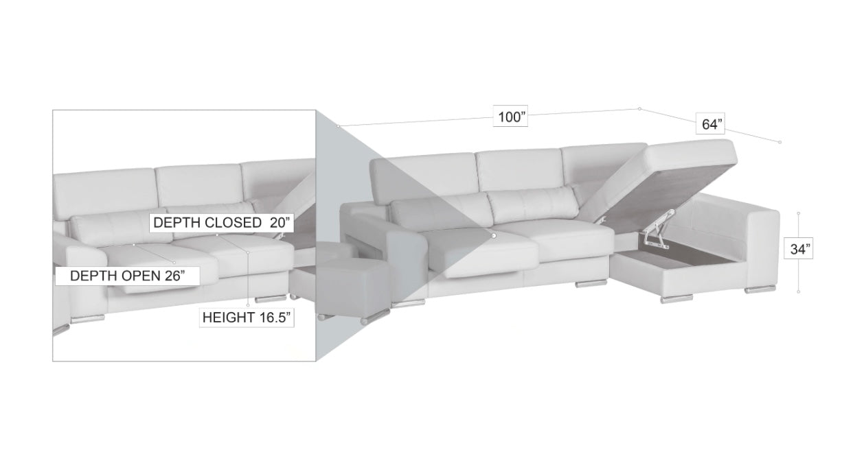 London Sectional Gray Right