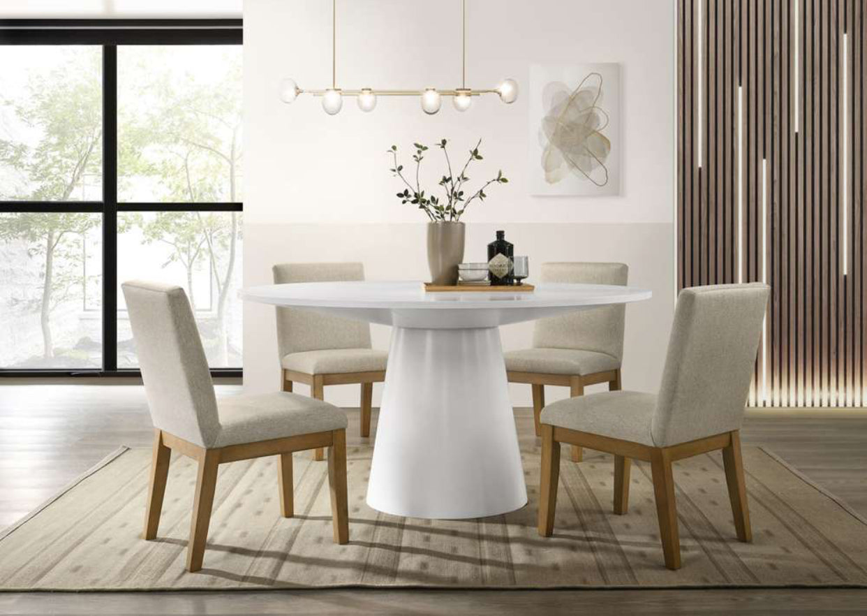 5 PCS Jasper White 59" Dining Table Set 30017