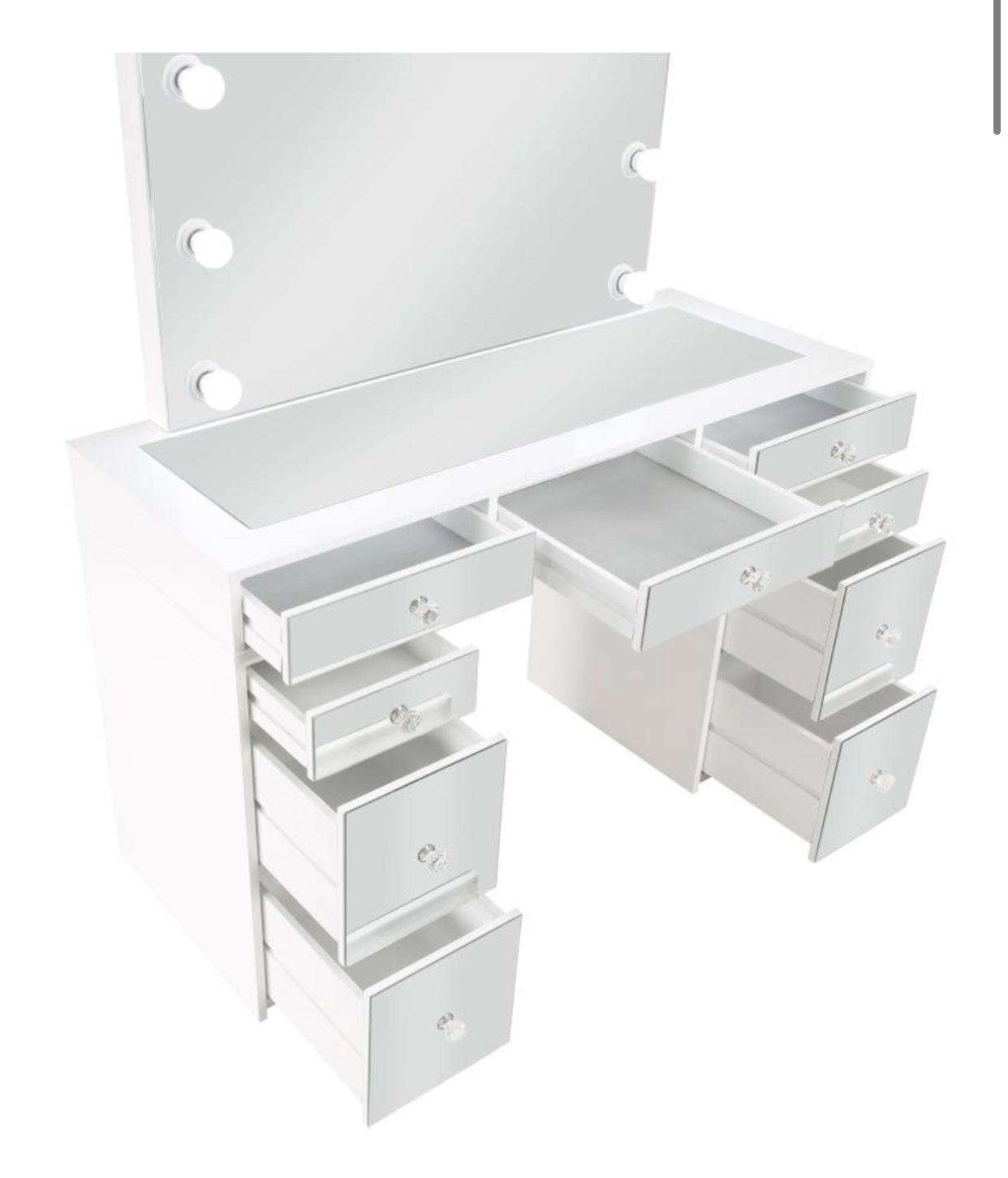 Regina 3-piece Makeup Vanity Table Set Hollywood Lighting White and Mirror 930245