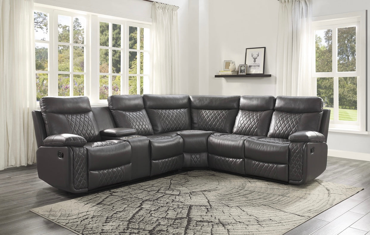 3-Piece Reclining Sectional with Left Console 9599GRY*SC