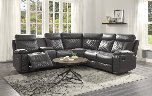 3-Piece Reclining Sectional with Left Console 9599GRY*SC