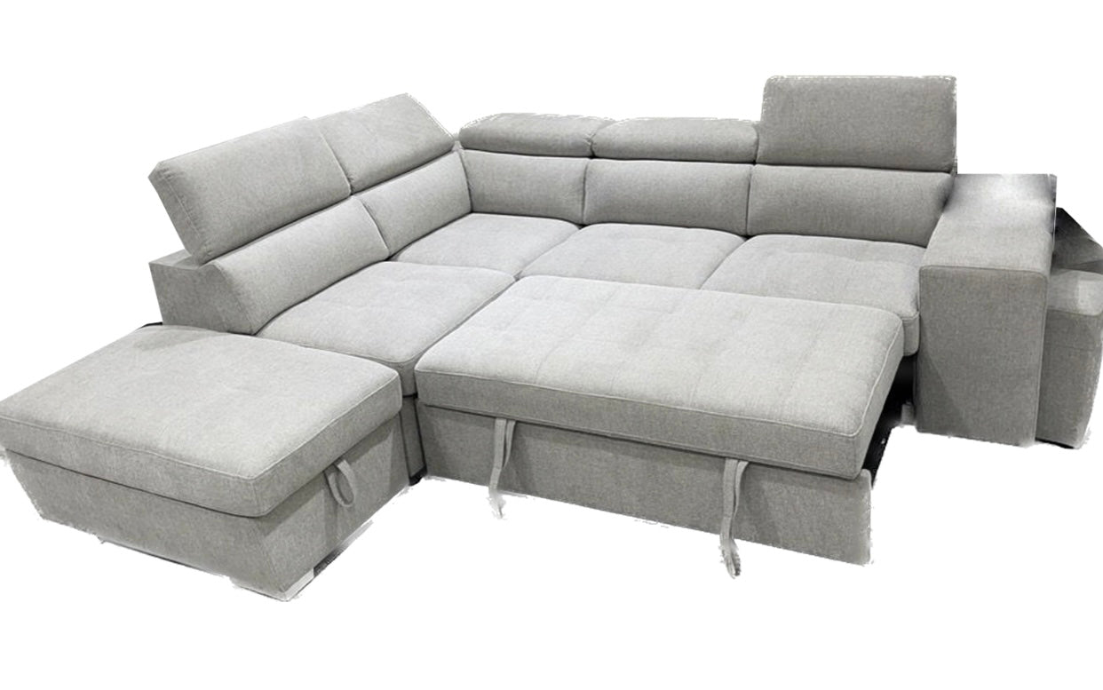 Positano Sectional Sleeper Grey FABRIC LEFT