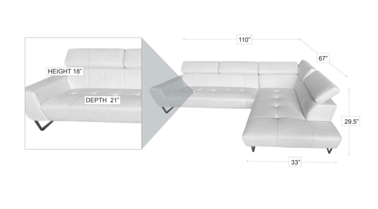 Turin Sectional Grey LEFT