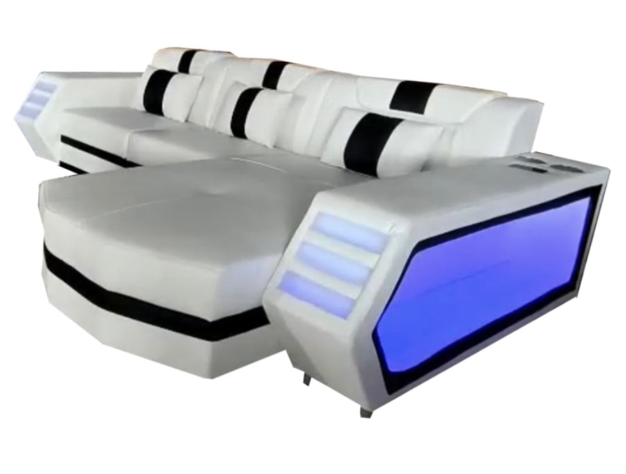 Boa Sectional LED White RIGHT ( Genuine/Real Leather )