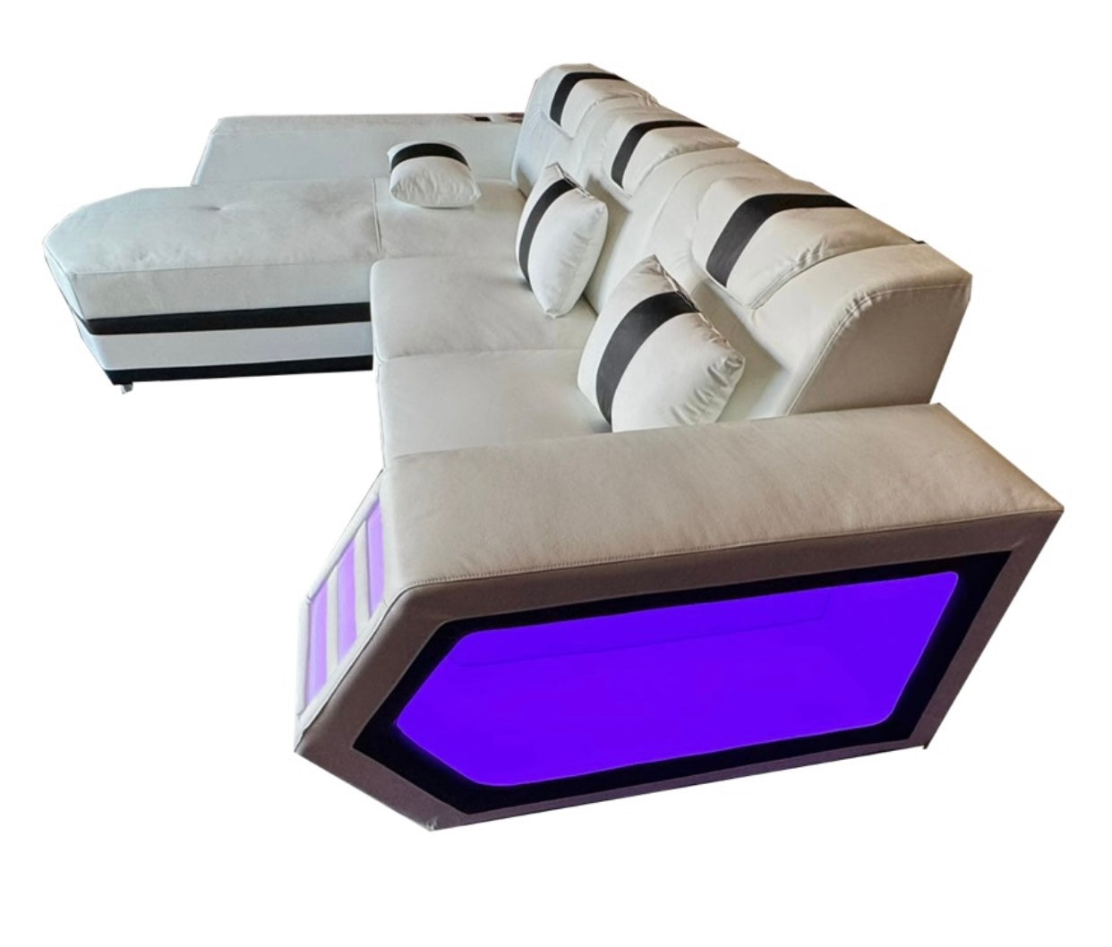 Boa Sectional LED White LEFT ( Genuine/Real Leather )