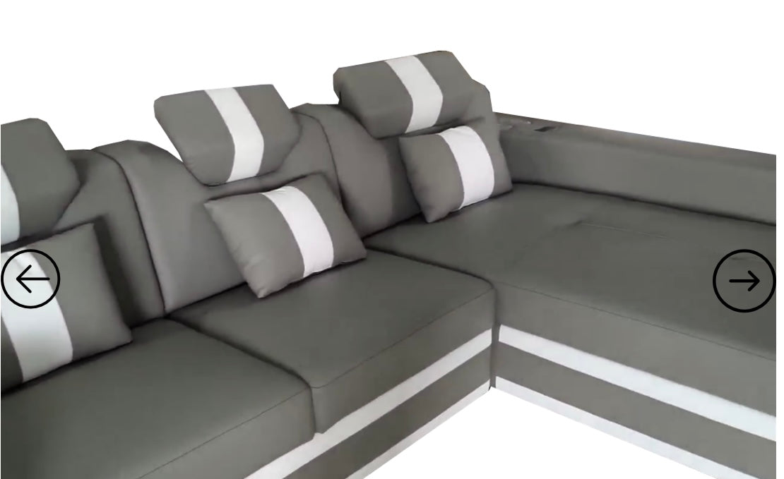 Boa Sectional LED Grey RIGHT ( Genuine/Real Leather )