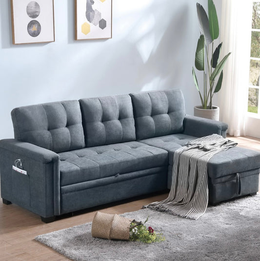 Reversible Ashlyn Blue Gray Sectional - Woven Fabric 81388