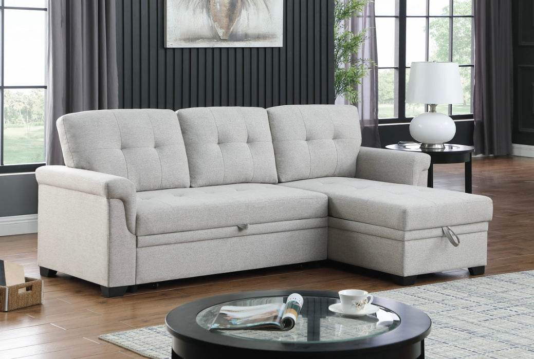 Reversible Lucca Gray Linen Sleeper Sectional 81340