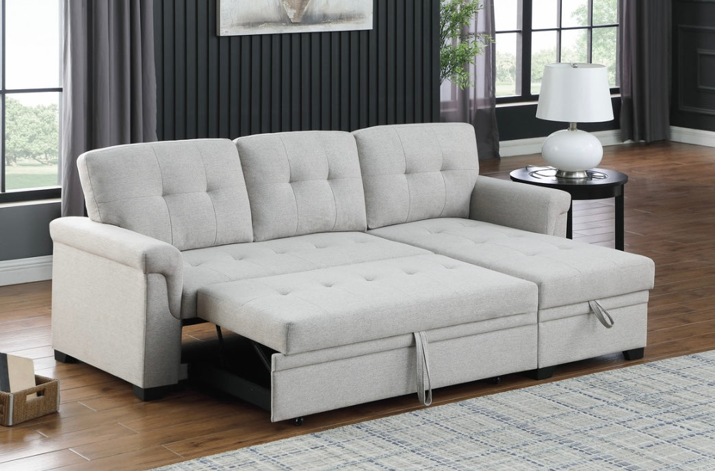 Reversible Lucca Gray Linen Sleeper Sectional 81340