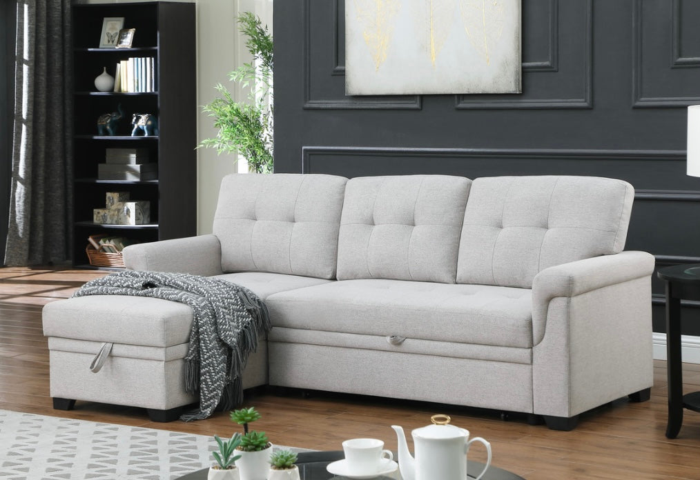 Reversible Lucca Gray Linen Sleeper Sectional 81340