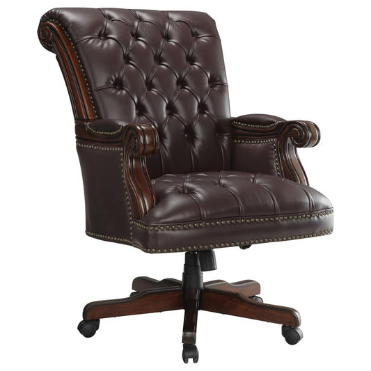 Calloway Tufted Adjustable Height Office Chair Dark Brown 800142