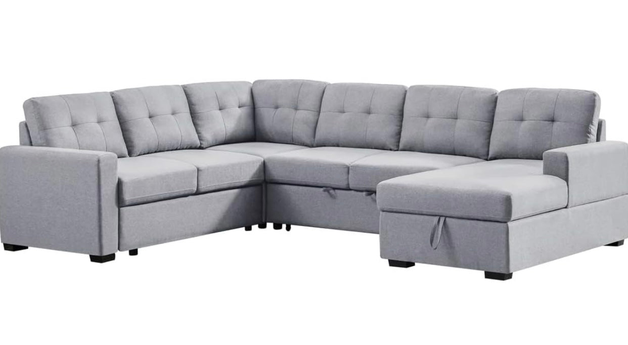 Selene Light Gray Sleeper Sectional 89129