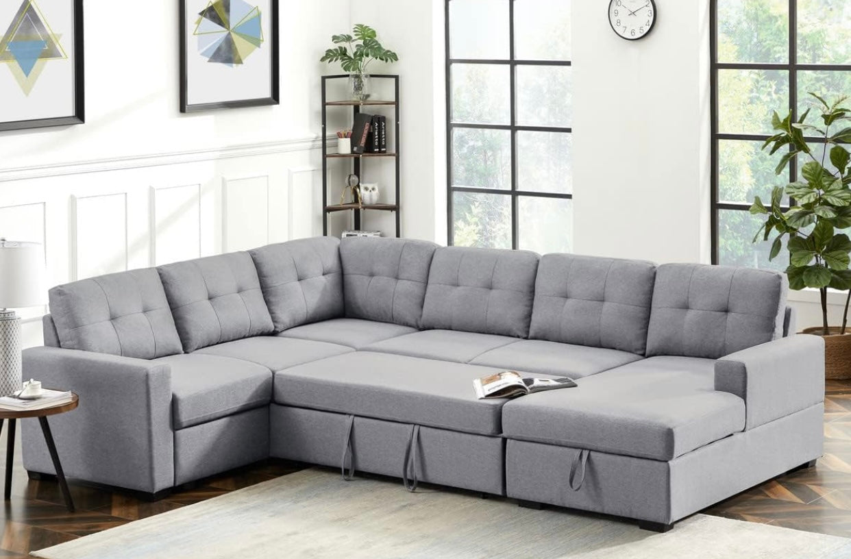 Selene Light Gray Sleeper Sectional 89129