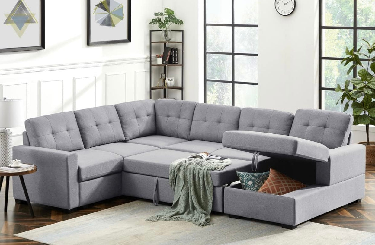 Selene Light Gray Sleeper Sectional 89129