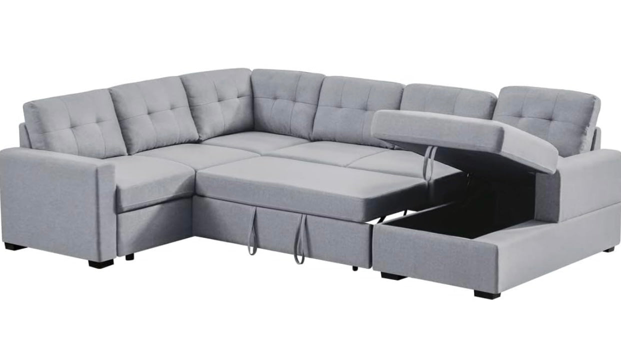 Selene Light Gray Sleeper Sectional 89129