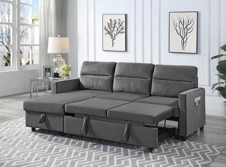 Reversible Ivy Dark Gray Velvet Sectional Sleeper 89331DG