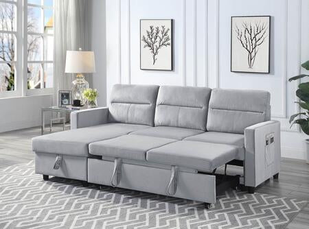 Reversible Ivy Light Gray Velvet Sectional Sleeper  89331LG