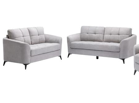 2 PCS Callie Gray Velvet Fabric Sofa Loveseat  89727LG-SL