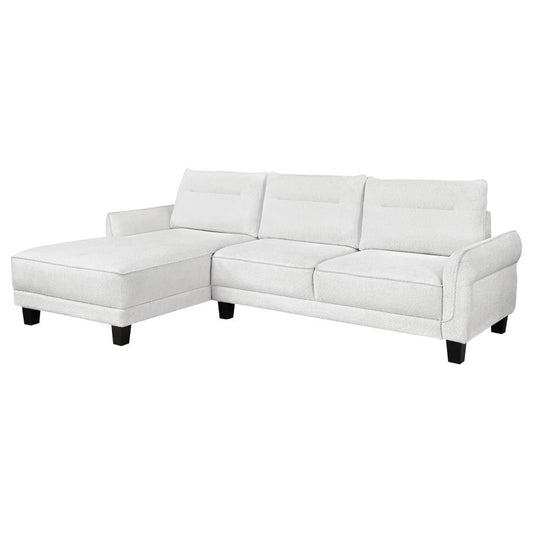 Caspian Upholstered Curved Arms Sectional Sofa White and Black 509550