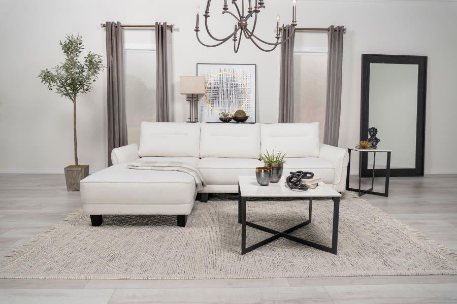 Caspian Upholstered Curved Arms Sectional Sofa White and Black 509550