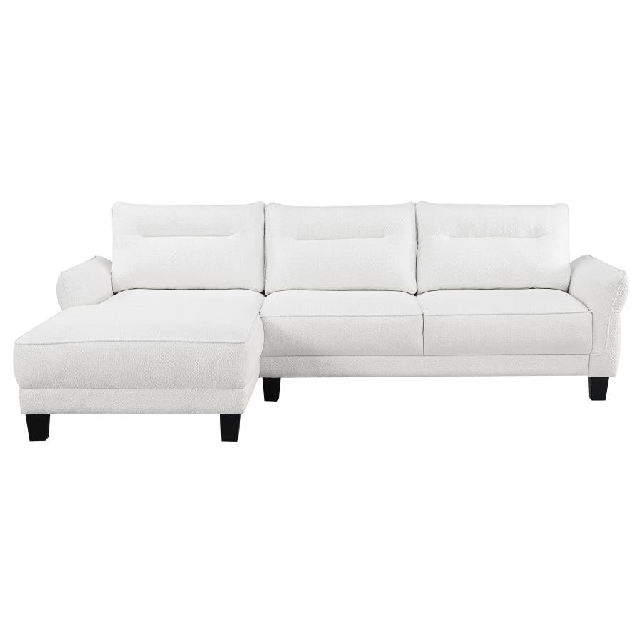 Caspian Upholstered Curved Arms Sectional Sofa White and Black 509550