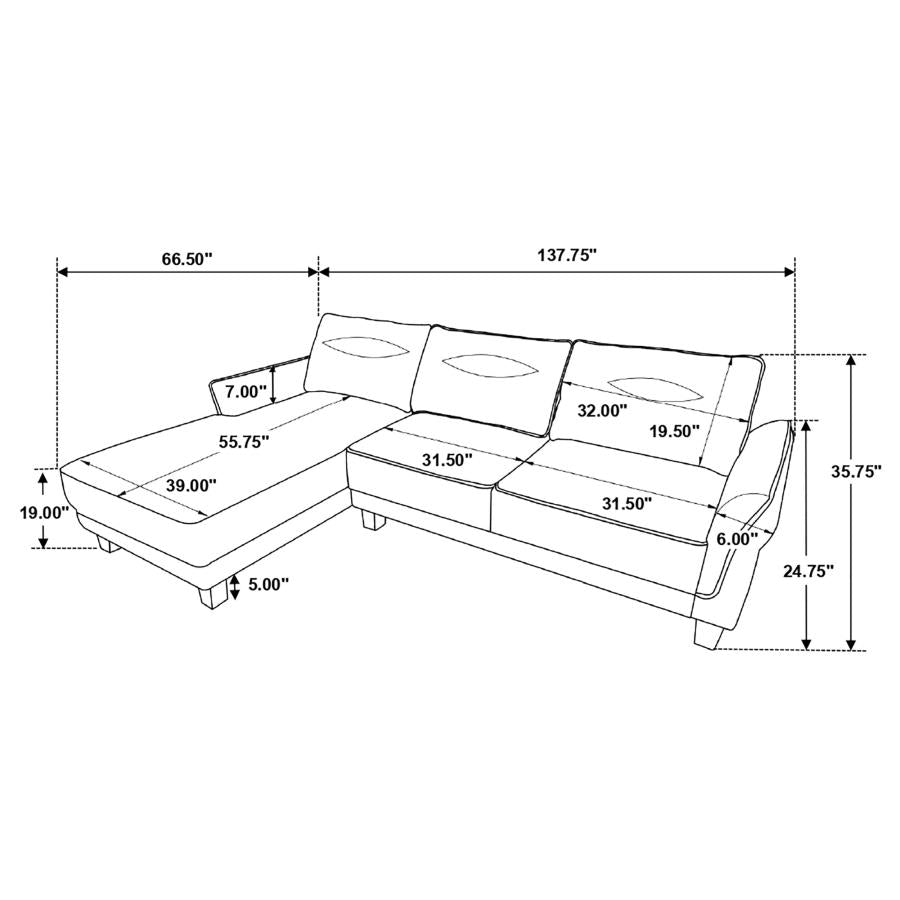 Caspian Upholstered Curved Arms Sectional Sofa Grey 509540