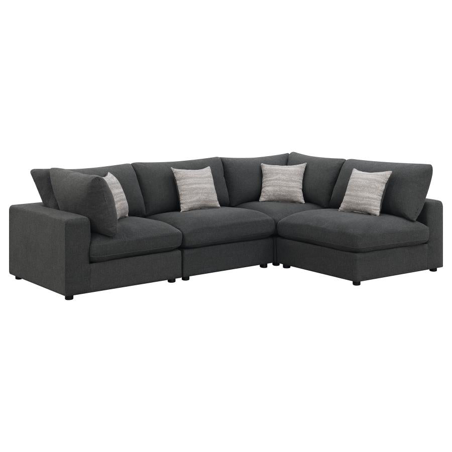 Serene 4-piece Upholstered Modular Sectional Charcoal 551324-SETA