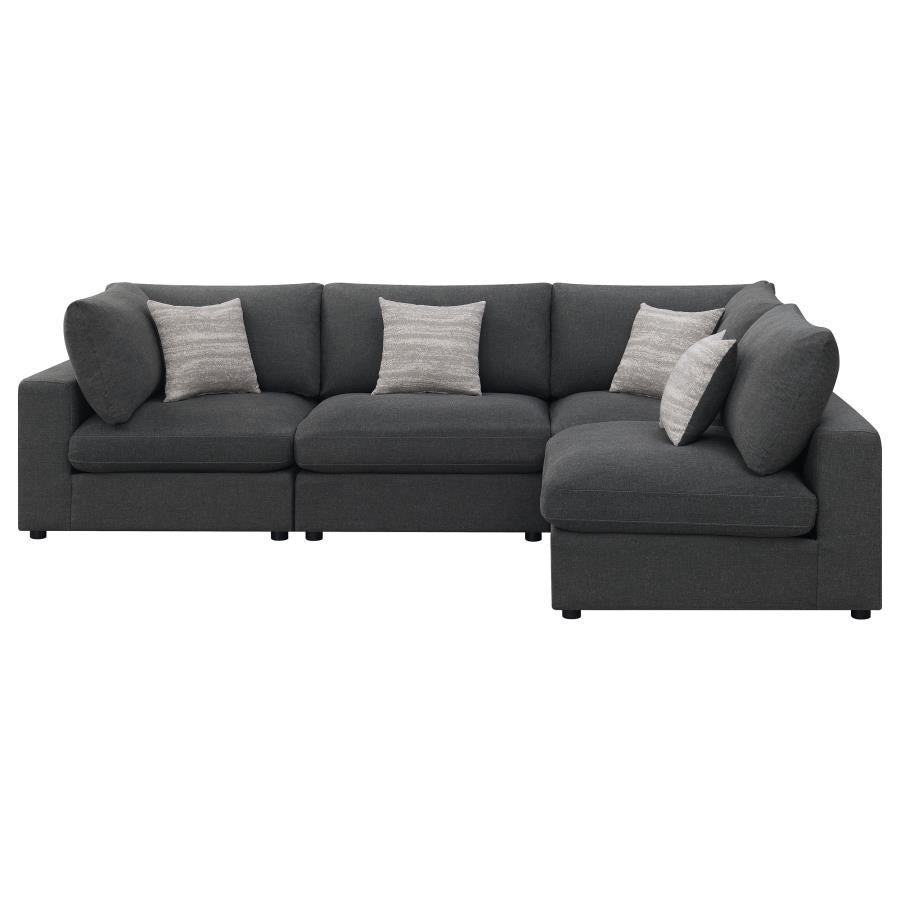 Serene 4-piece Upholstered Modular Sectional Charcoal 551324-SETA