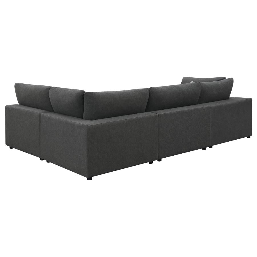 Serene 4-piece Upholstered Modular Sectional Charcoal 551324-SETA