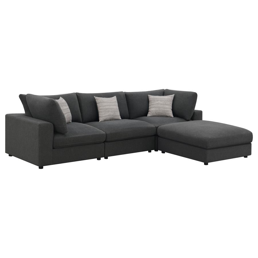 Serene 4-piece Upholstered Modular Sectional Charcoal 551324-SETB