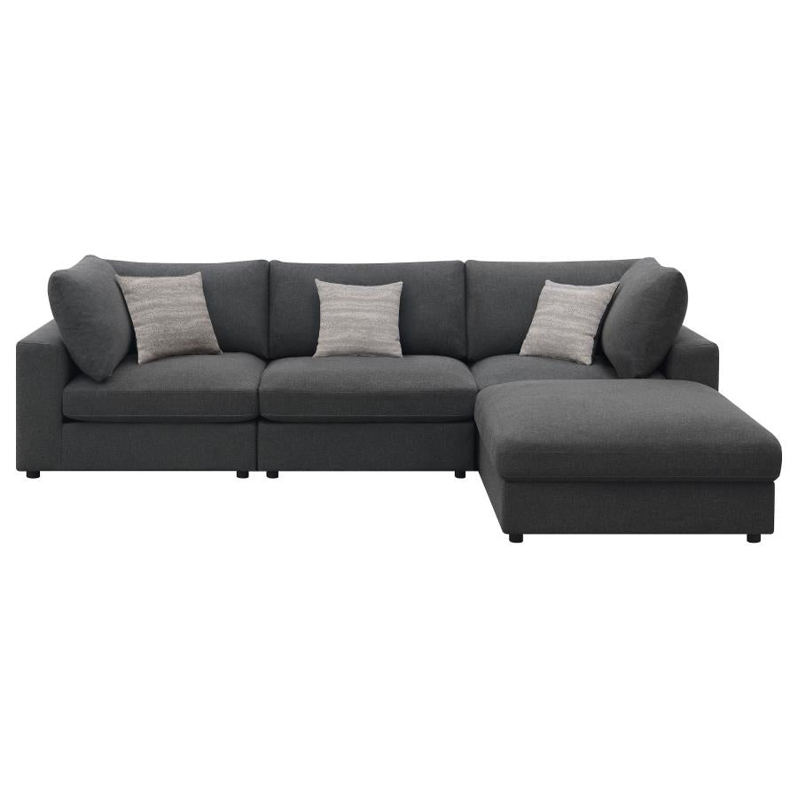 Serene 4-piece Upholstered Modular Sectional Charcoal 551324-SETB