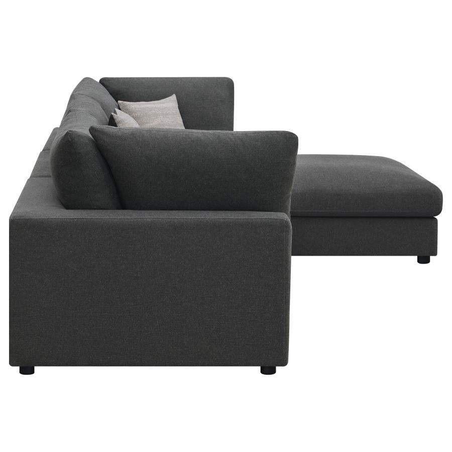 Serene 4-piece Upholstered Modular Sectional Charcoal 551324-SETB