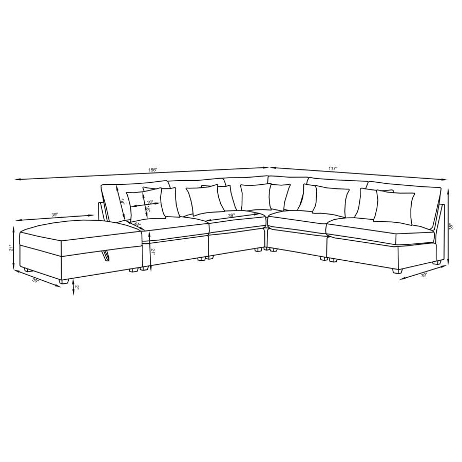 Cambria 4-piece Upholstered Modular Sectional Grey 551511-S4B