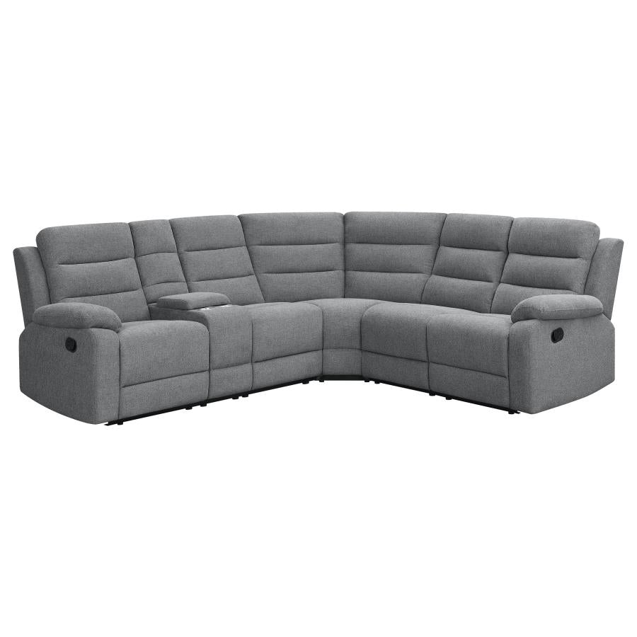 David 3-piece Upholstered Motion Sectional with Pillow Arms Smoke 609620