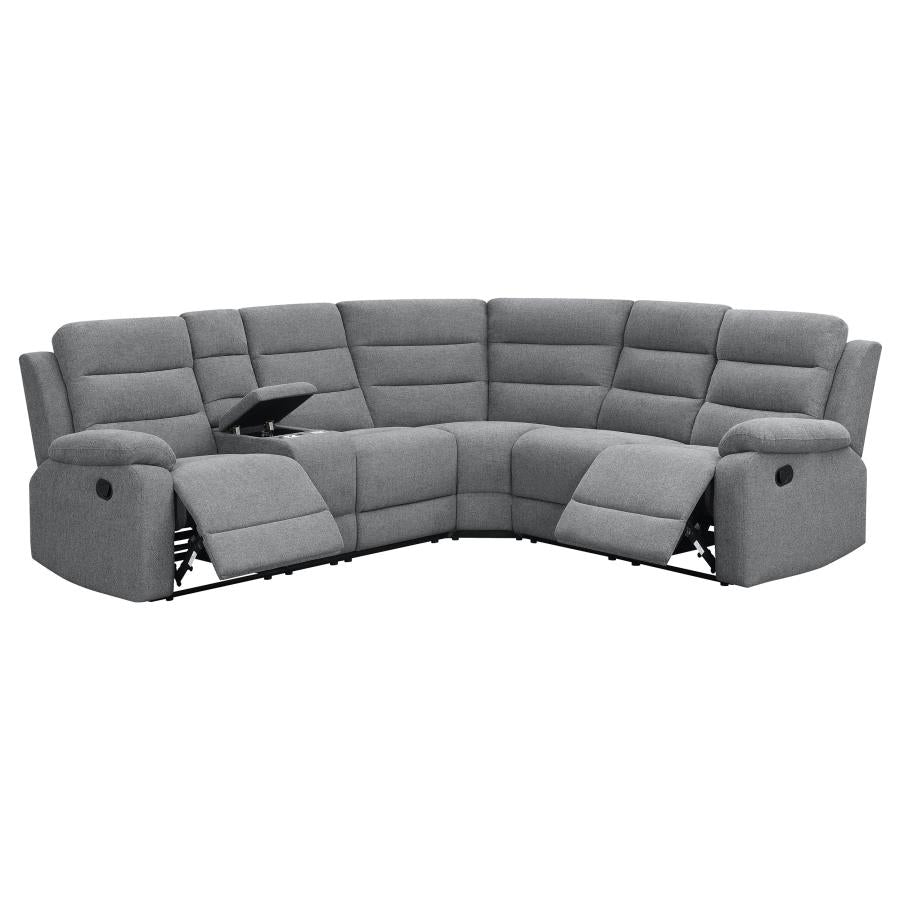 David 3-piece Upholstered Motion Sectional with Pillow Arms Smoke 609620