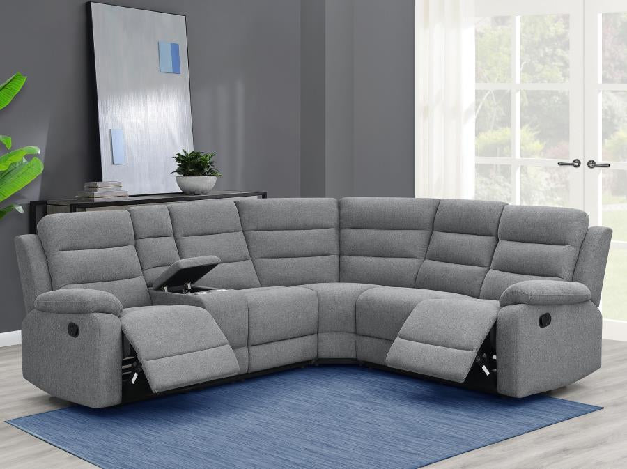 David 3-piece Upholstered Motion Sectional with Pillow Arms Smoke 609620